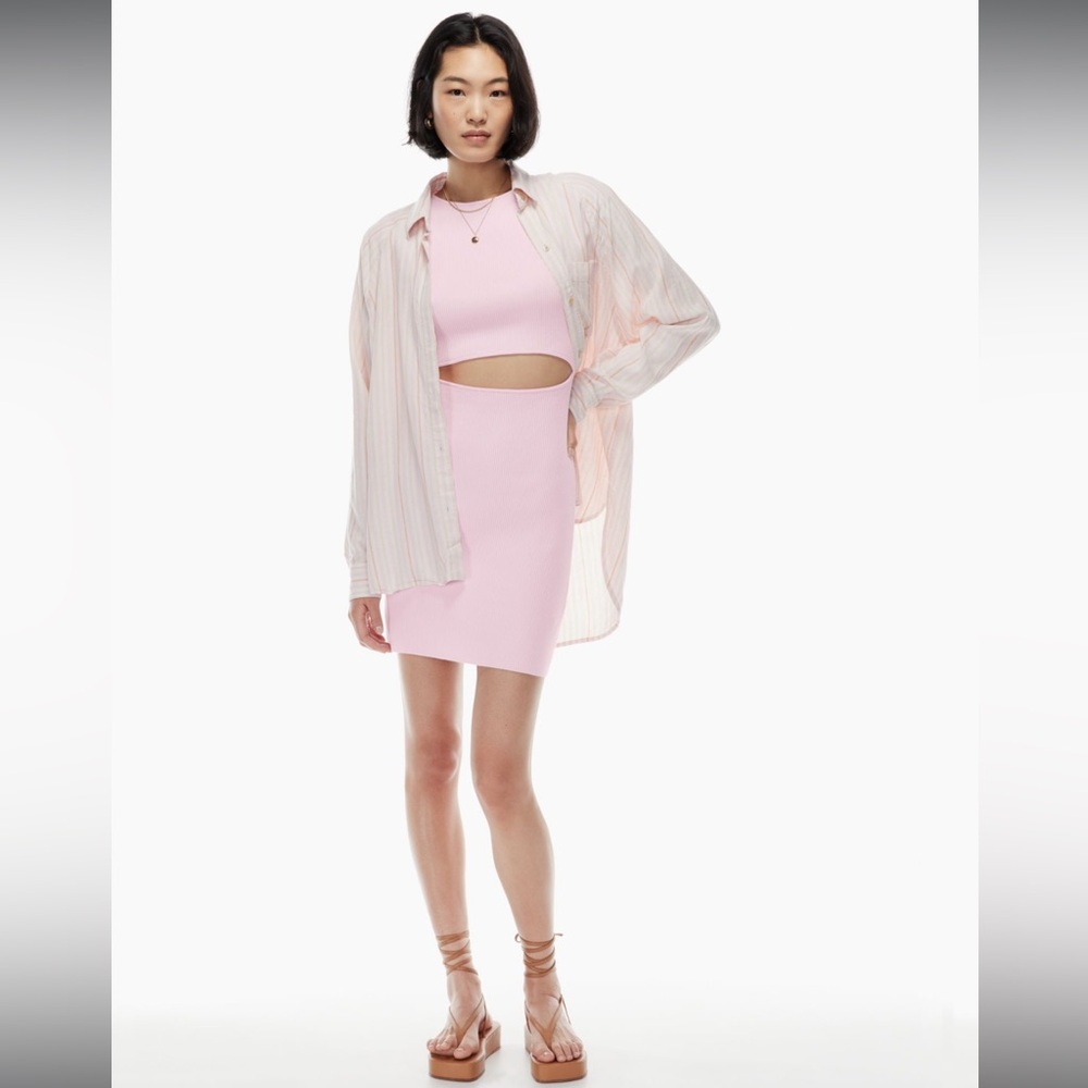 WILFRED | Pink Cut-out Knit Mini Dress